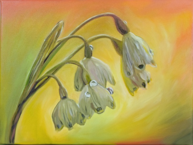 Buy Realistic Oil Painting - Flower Painting - Snowdrop with Dew 
